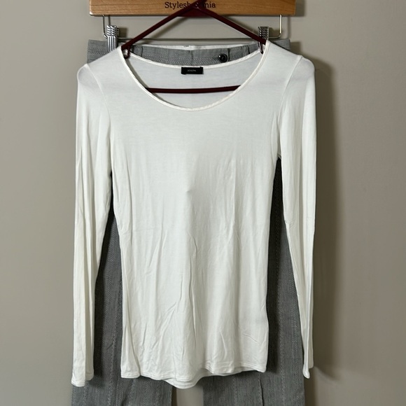 JOSEPH Striped Wide Leg Pants Grey White Pockets France Career Sz XS - Picture 9 of 12